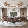 New Chinese Restaurant Rooms Rooms Rooms Rooms Rooms Rooms Dining Tables and Chairs Backwall Sideboard Cabinet 3d model