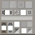 Modern Ceiling Panels with Various Patterns Vent Grilles and Lighting Fixtures 3d model