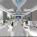 Traditional Hallway Interior With Round Ceiling Blue Patterned Ornament And Plants