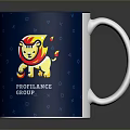 Blue Ceramic Mug Featuring Cartoon Lion Stars And Moon Patterns Prontance Group