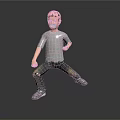 3D Model Boy In Gray T-shirt Jeans And Sneakers With Dynamic Pose On Reflected Floor