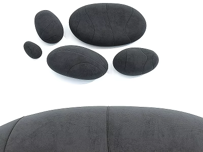 Black Oval Shaped Bean Bag Chairs in Multiple Sizes for Comfortable Home Use 3d model