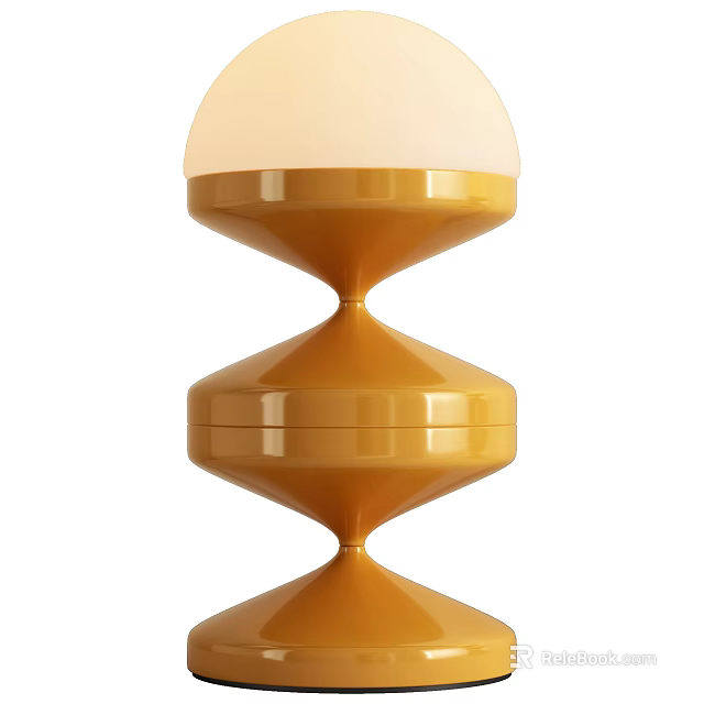Stylish Yellow Table Lamp With White Shade And Spiral Base Design 3d model 