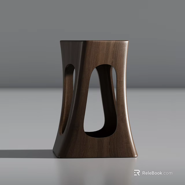 Sleek Modern Dark Brown Wooden Single Chair With Unique Hollow Cutout Design 3d model 