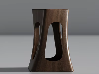Sleek Modern Dark Brown Wooden Single Chair With Unique Hollow Cutout Design 3d model