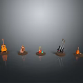 Colorful Musical Instrument Equipment Models Including Guitars Stands And Drums