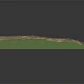 3D Terrain Model With Square Green Base And Rugged Topography