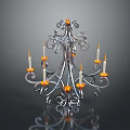 Candelabra Lighting Combination With Ornamental Metal Frame Shiny Reflective Base And Candle Shaped Lights