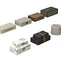 Stylish Decorative Storage Boxes with Various Designs and Textures for Home 3d model