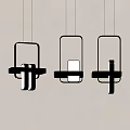 Three Modern Geometric Pendant Lights With Metallic Design On White Wall Background 3d model