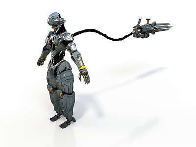 Sci-Fi Style Mech Warrior Mech Sci-Fi Character Mech Soldier Robot Game Character Future Warrior Mech Weapon Robot Arm Mechanical Gloves 3d model