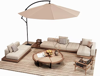 Modern Outdoor Sofa Coffee Table Combination Multi-person Sofa Rattan Coffee Table Leisure Chair Double Sofa 3d model