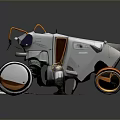 Lunar Exploration Rover Featuring Large Wheels And Orange White Mechanical Structure