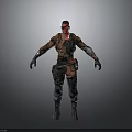 3D Sci Fi Combat Character With Red Mask And Orange Black Outfit