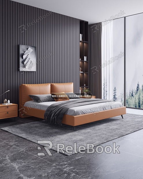 Modern background double bed model