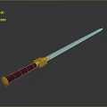 Traditional Sword With Red Handle Golden Decorations And Silver Blade Elegant Design