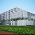 Modern Glass Facade Office Building With Contemporary Design Green Lawns And Sunlit Exterior