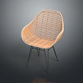 Stylish Rattan Weave Leisure Chair With Modern Minimalist Black Metal Legs