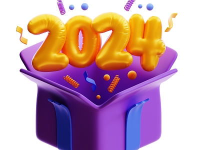 2024 Gift Box New Year Decorations Cartoon Gift Box 3d model