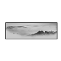 Chinese Ink Landscape Painting With Serene Mountains Mist And Flying Birds