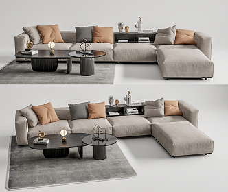 Modern corner sofa coffee table combination 3d model