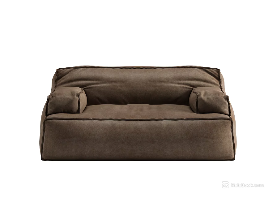 Brown Modern Single Sofa With Soft Fabric Upholstery And Comfortable Armrest Design 3d model