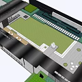 Modern Outdoor Pergola With Hanging Lights Green Lawn And Seating Area