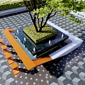 Modern Tree Pit Design With Lush Tree Green Hedge And Geometric Paving