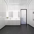 Bright Sleek Modern Public Toilet Interior Design With Indoor Green Plants And Accessible Handrails