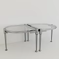 Modern Extendable Dining Table With Glass Top And Metal Frame Legs 3d model