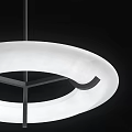 Modern Circular Chandelier with White Lampshade and Black Metal Frame Design