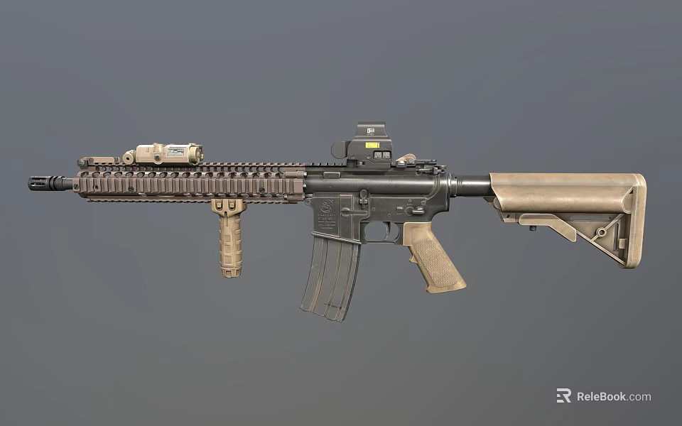 Tactical Military Style Rifle With Scope Rail System Magazine And Grip For Combat Use 3d model 
