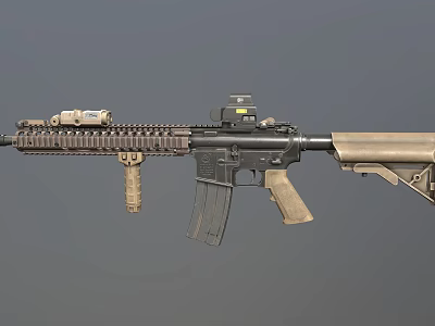 Tactical Military Style Rifle With Scope Rail System Magazine And Grip For Combat Use 3d model