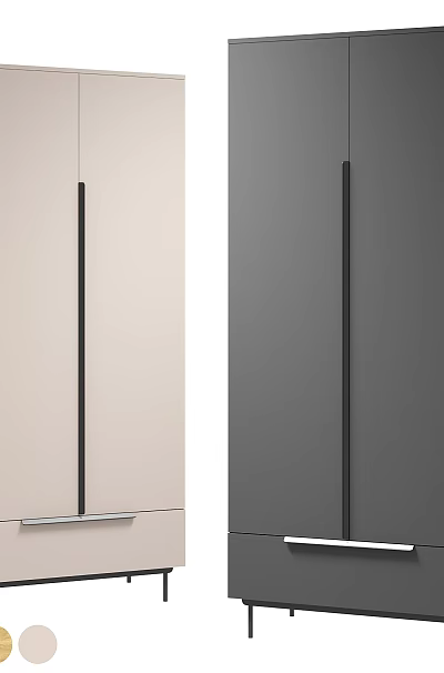 Modern Storage Cabinet in Beige and Dark Gray with Sleek Design and Metal Handle 3d model