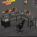 Modern Gaming Shelves With LED Lighting For Computer Setup And Accessories
