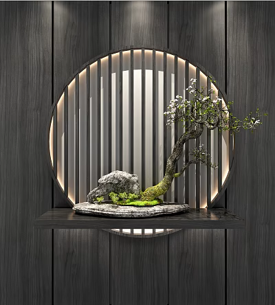 New Chinese Bonsai Background 3d model