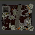 Cute Cartoon Garden Scene With Small House Green Trees And Little Rabbit