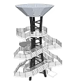 Spiral Tower With Spiral Staircase Multiple Platforms And Metal Frame Canopy Top Design 3d model