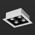 Square Design Ceiling Downlights And Spotlights With White Frame Four Lights 3d model