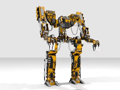 Yellow And Black Armored Combat Weapon With Mechanical Structure And Battle Features 3d model