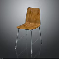 Modern Orange Wooden Chair Furniture With Sleek Metal Legs And Curved Seat Design