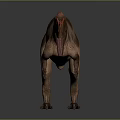 3D Rendered T Rex Dinosaur Character With Red Eyes Open Mouth And Brown Striped Skin
