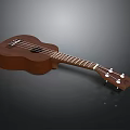 Brown Wooden Ukulele With Four Strings And Tuning Pegs For Home Use