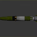 Green Military Missile Featuring Metallic Sections And Yellow Markings On Shiny Surface