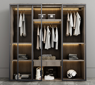 Modern Wardrobe Glass Door Wardrobe 3d model