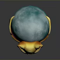Metallic Golden Fox Head Fashion Clothing Accessory With Blue Sphere Decor