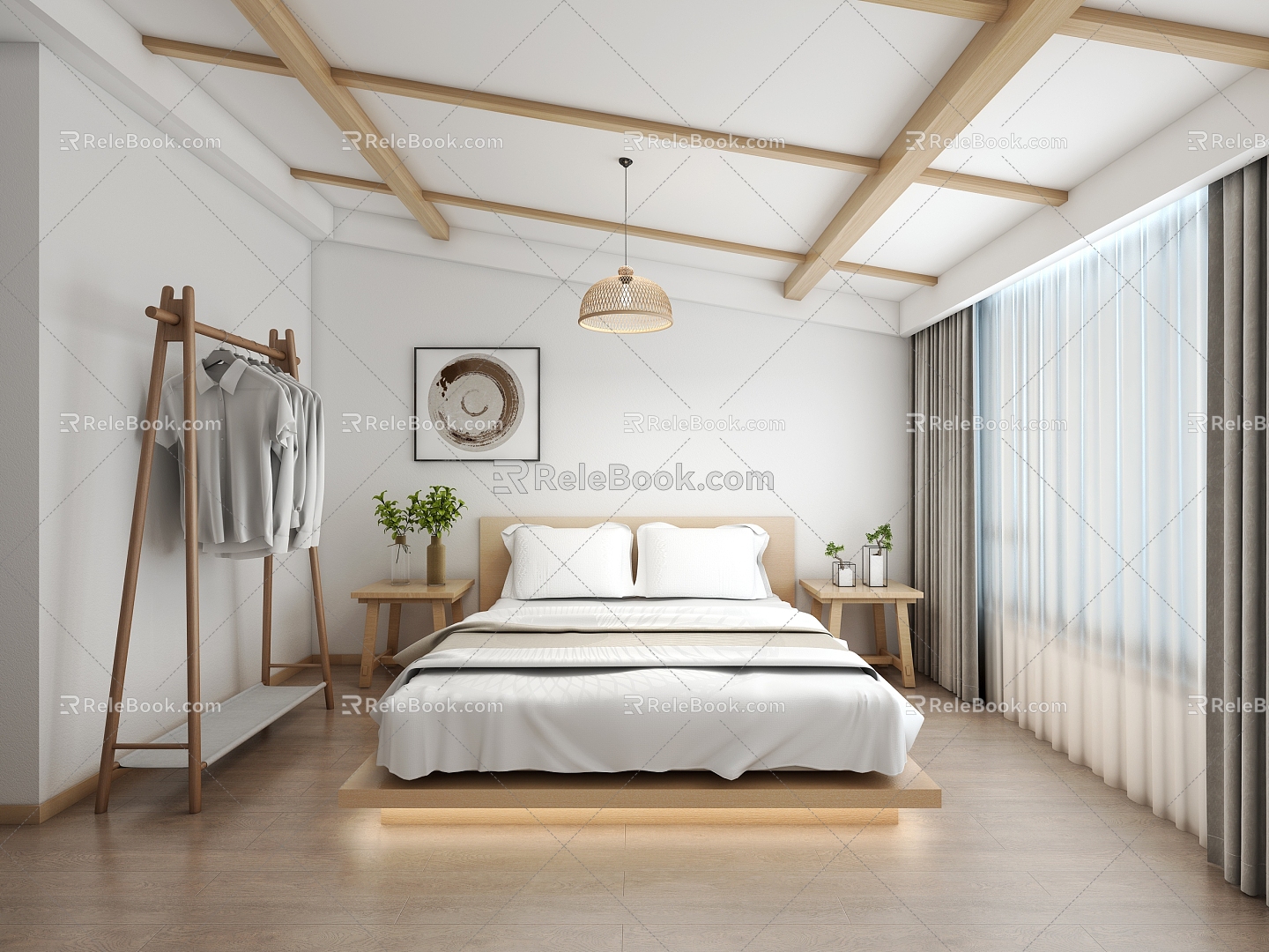 New Chinese Style Log Style Homestay Simple Bedroom model