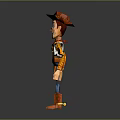 Toy Character With Red Hat Orange Striped Shirt Blue Jeans Brown Boots And Badge