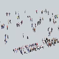 Large Crowd of People Standing Walking and Gathering in Open Gray Space