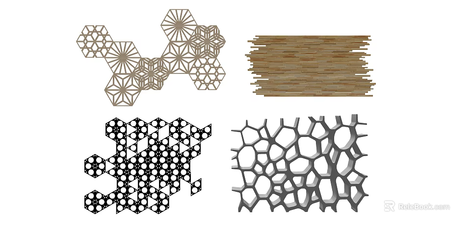 Modern Decorative Room Dividers With Geometric Patterns And Honeycomb Structures 3d model 